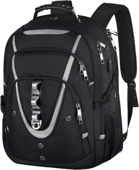 18.4 Laptop Backpack for Men, 55L-60L Extra Large Gaming Laptops Backpack with USB Charger Port, TSA Friendly Flight Approved RFID Anti-theft Pocket, Water Resistant Suiltable for Travel Business Work