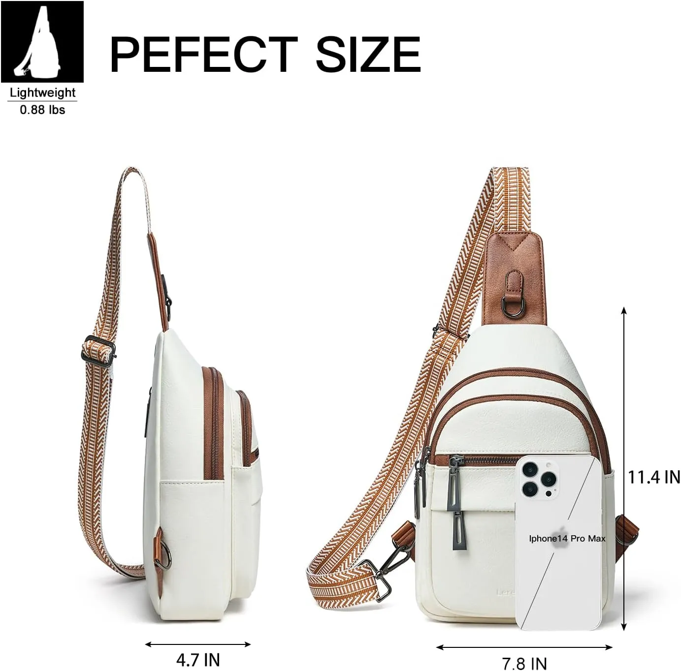 7L Sling Bag for Women Crossbody Bag Sling Purse Fanny Packs Vegan Leather Chest Bag Trendy Handbag Travel Anti Theft