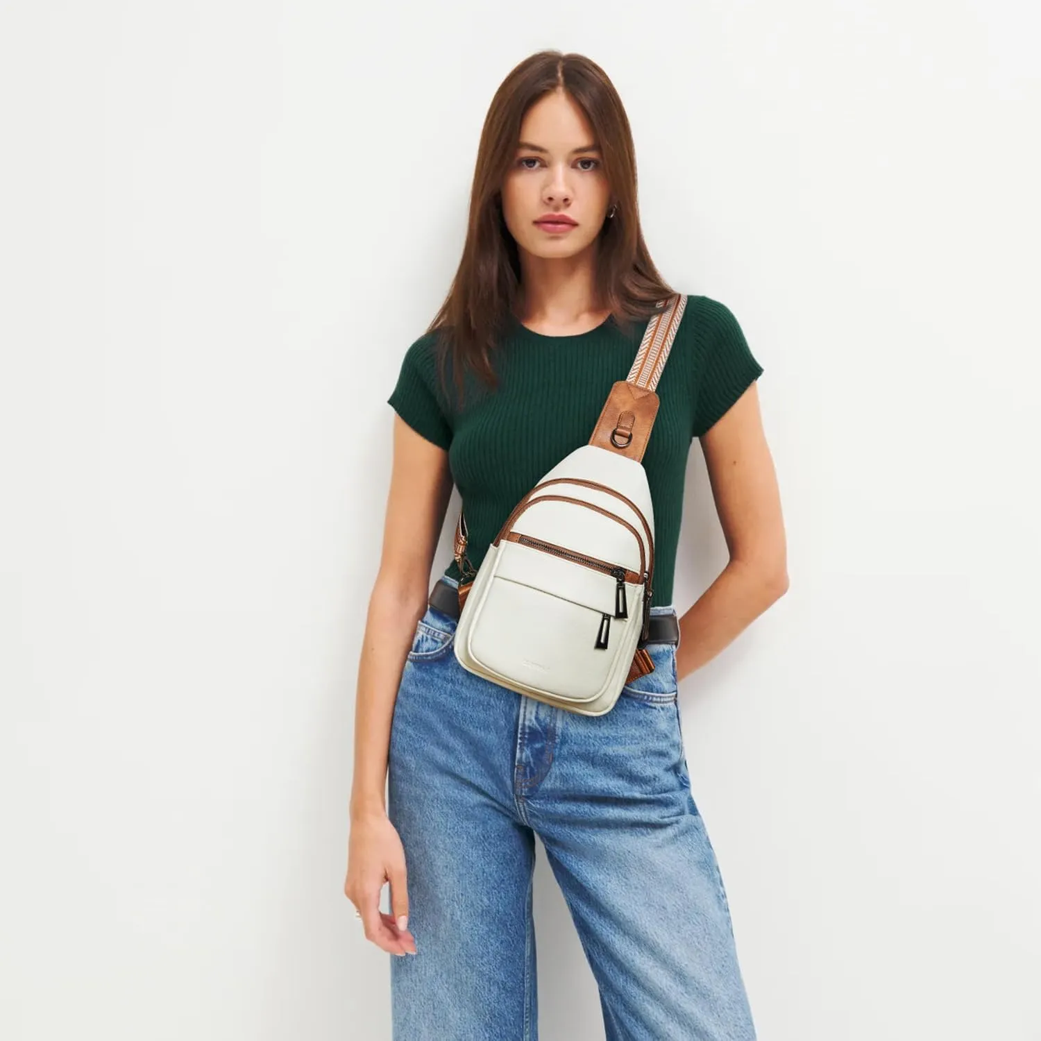7L Sling Bag for Women Crossbody Bag Sling Purse Fanny Packs Vegan Leather Chest Bag Trendy Handbag Travel Anti Theft