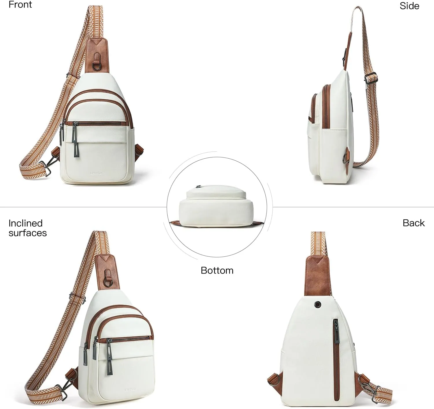 7L Sling Bag for Women Crossbody Bag Sling Purse Fanny Packs Vegan Leather Chest Bag Trendy Handbag Travel Anti Theft