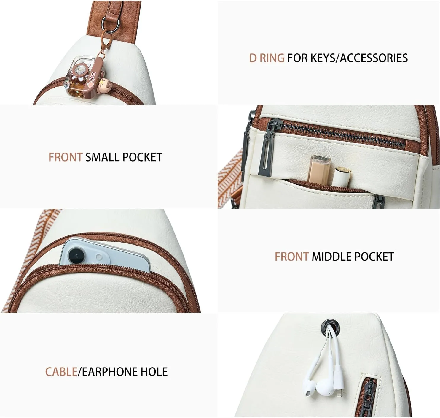 7L Sling Bag for Women Crossbody Bag Sling Purse Fanny Packs Vegan Leather Chest Bag Trendy Handbag Travel Anti Theft