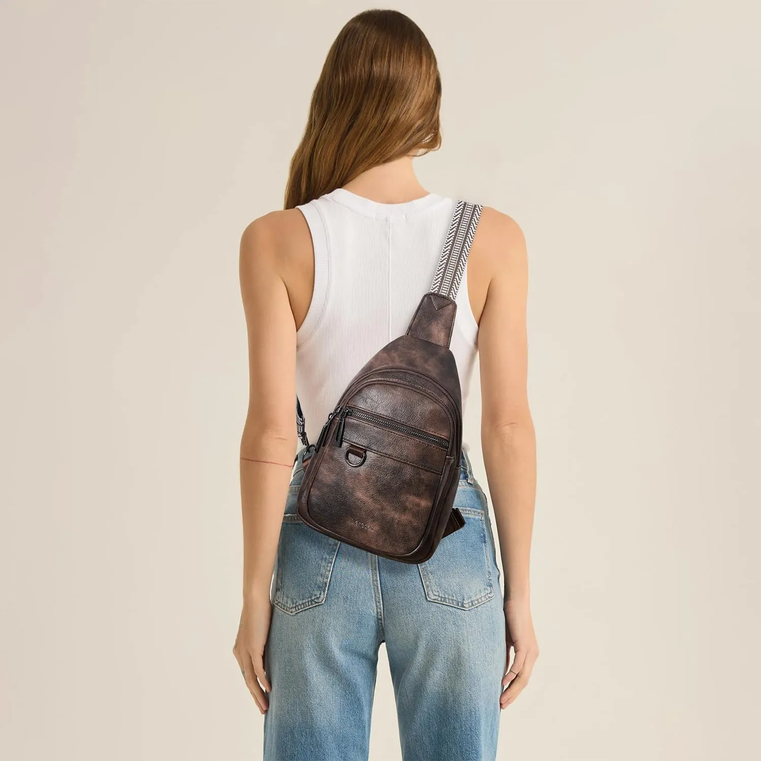 7L Sling Bag for Women Men Vegan Leather Crossbody Bags Fanny Pack Purse Backpack Over Shoulder Bag Travel Anti Theft
