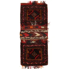 Afghan Baluch Saddle Bag Rug 1' 4" x 2' 11" ft / 41 x 89 cm - No. R21687