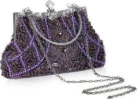 Amylove 1920s Vintage Beaded Clutch Evening Bag Formal 1920s Accessories for Women Wedding Party Gift