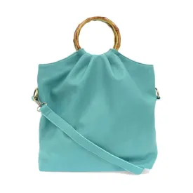 Aqua Stacey Bamboo Fold Over Tote Bag