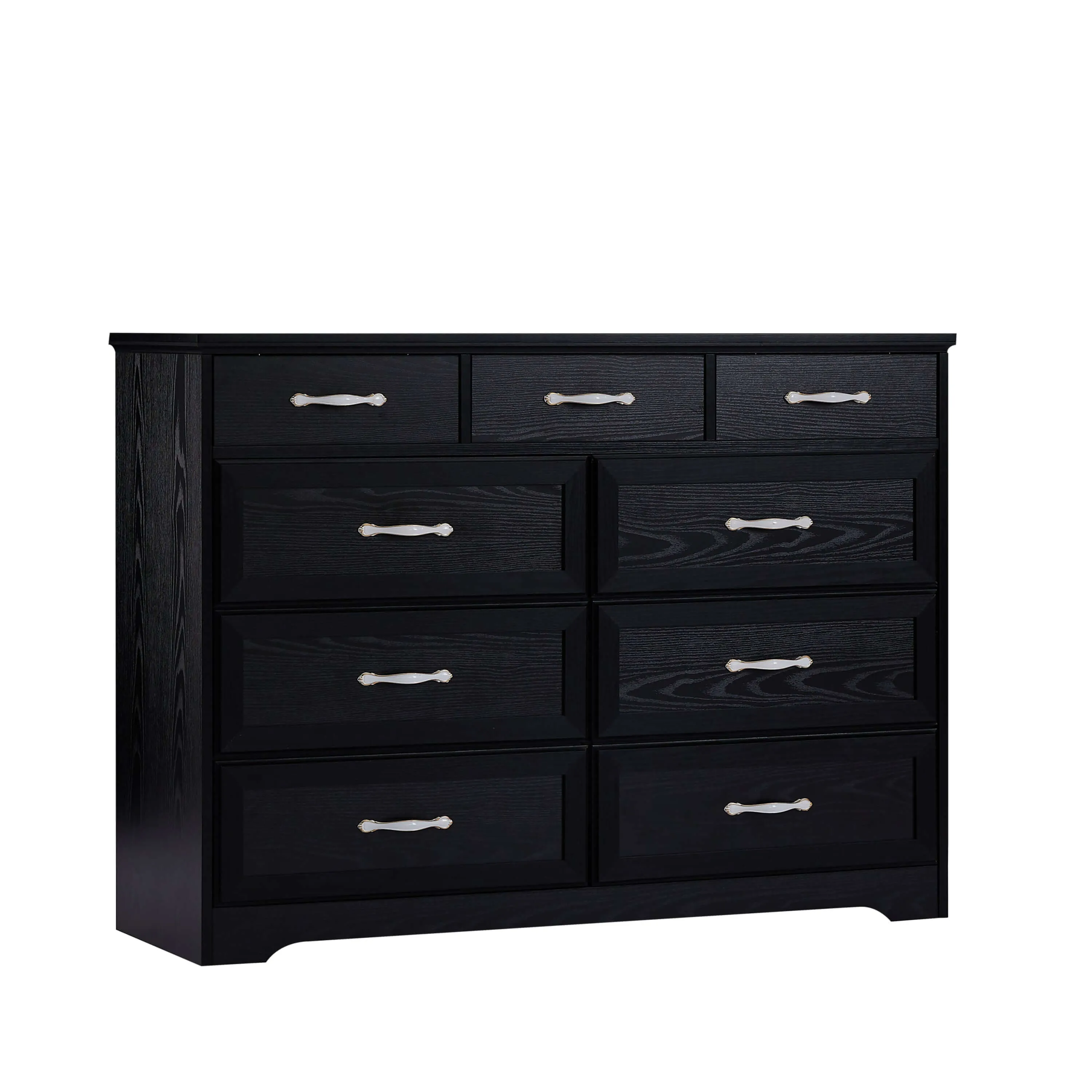 Black 9-Drawer Bedroom Dresser - Antique & Modern Style