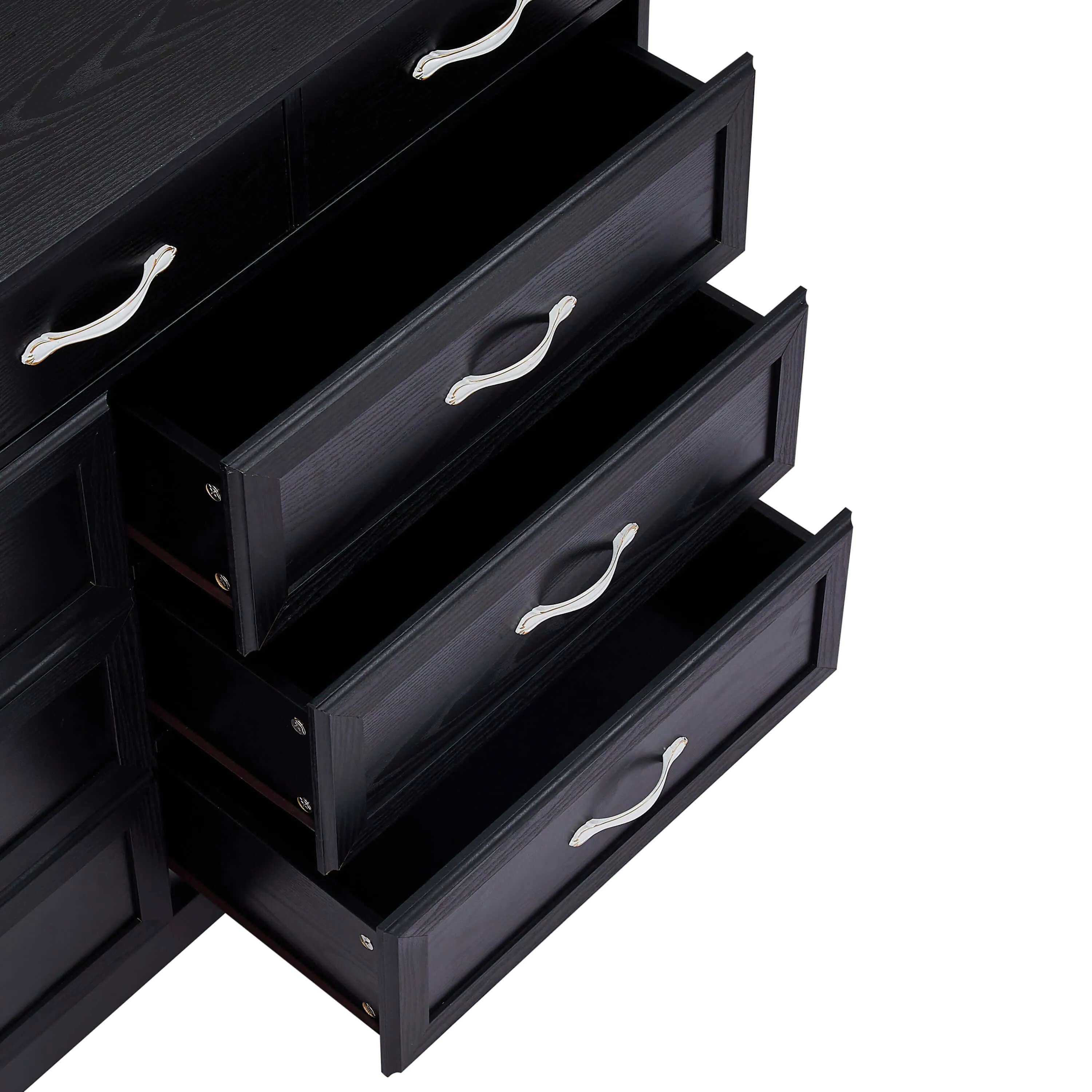 Black 9-Drawer Bedroom Dresser - Antique & Modern Style