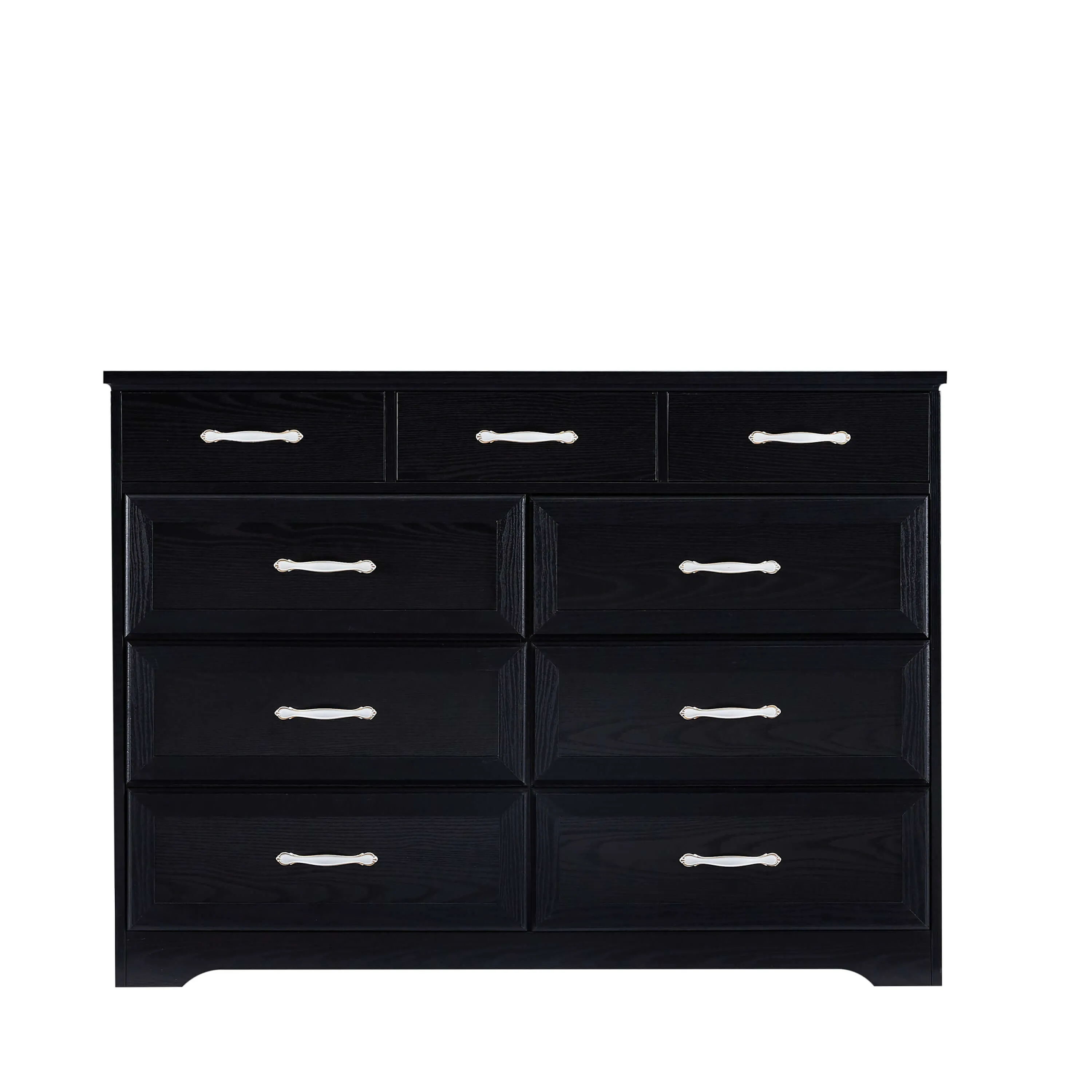 Black 9-Drawer Bedroom Dresser - Antique & Modern Style