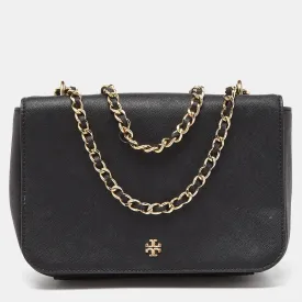 Black Leather Robinson Chain Crossbody Bag