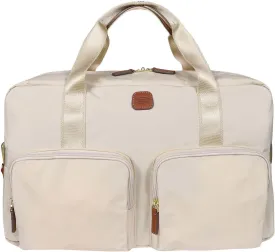 Bric's X-BAG 18-Inch Cargo Duffle Bag - Luxury Travel Bag with Luggage Sleeve - Carry On Bag and Weekender Bag Made from Durable Satin Nylon - Beige