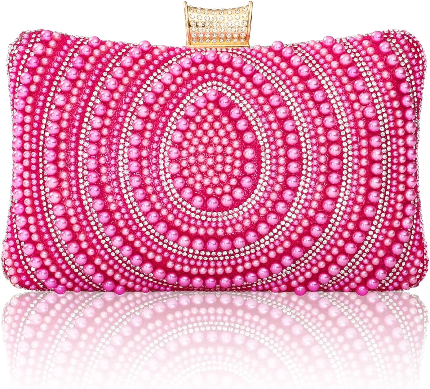 Bridal Wedding Evening Handbags Pearl Beaded Purses for Women Luxury Clutch Bag with Chain