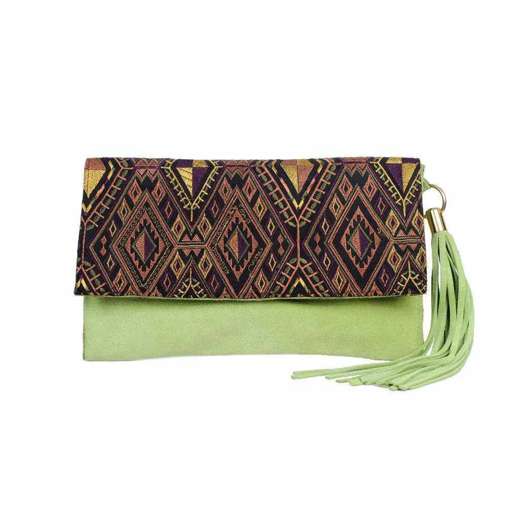 BUNDLE: 3 Piece Leather Clutch with Geometric Embroidery - Thailand