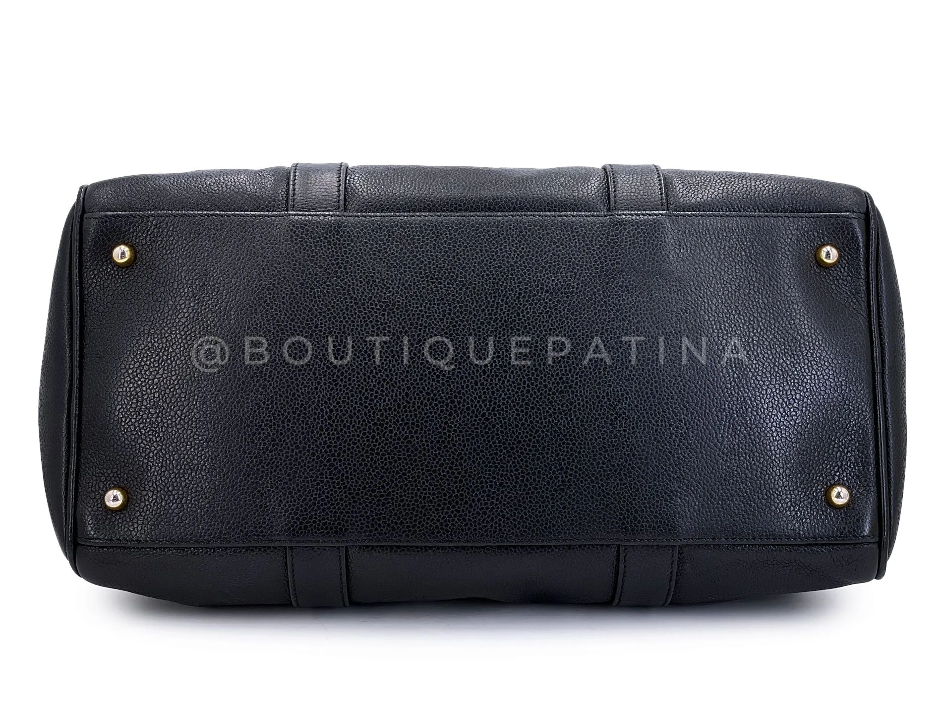 Chanel 1997 Vintage Black Caviar Duffle Duffel Bowler Bag Small 24k GHW OHL