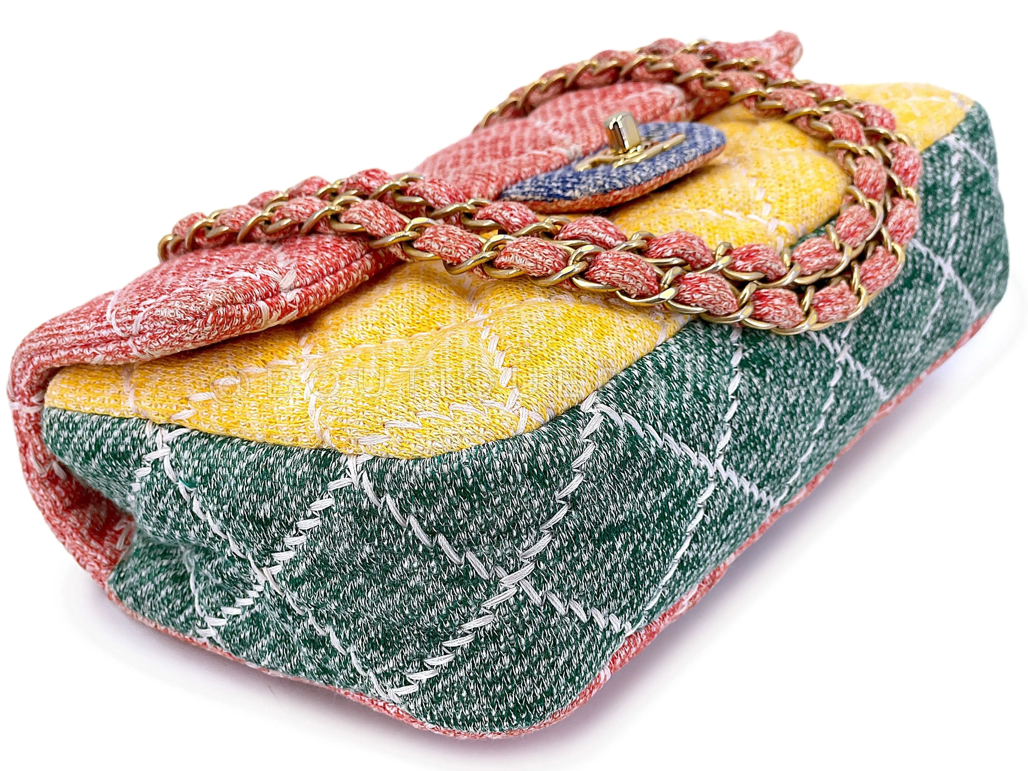Chanel Color Block Quilted Jersey Rainbow Flap Bag GHW