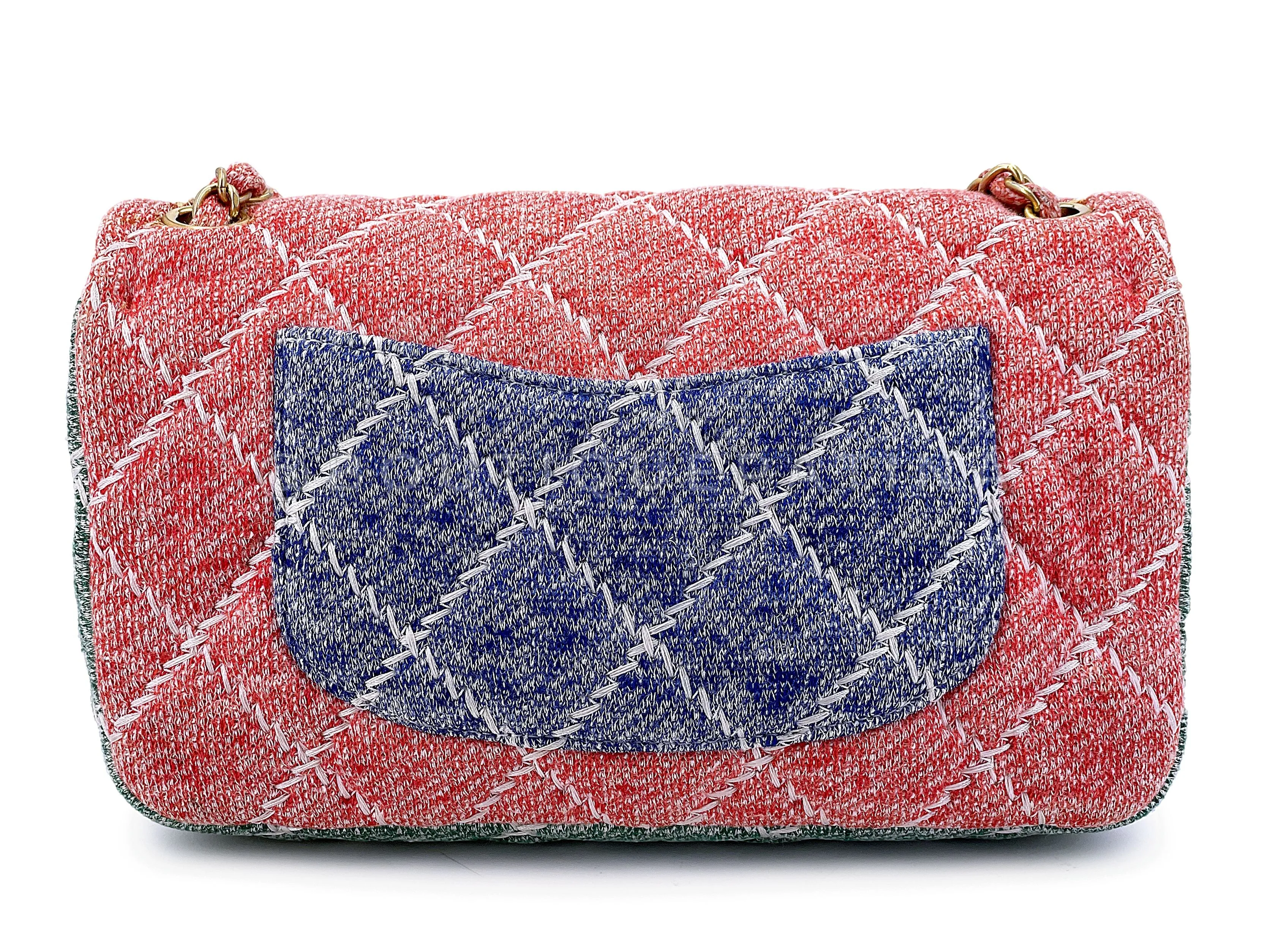 Chanel Color Block Quilted Jersey Rainbow Flap Bag GHW
