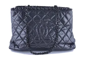 Chanel Dark Silver Timeless Chain Around Grand Shopping Tote GST Bag