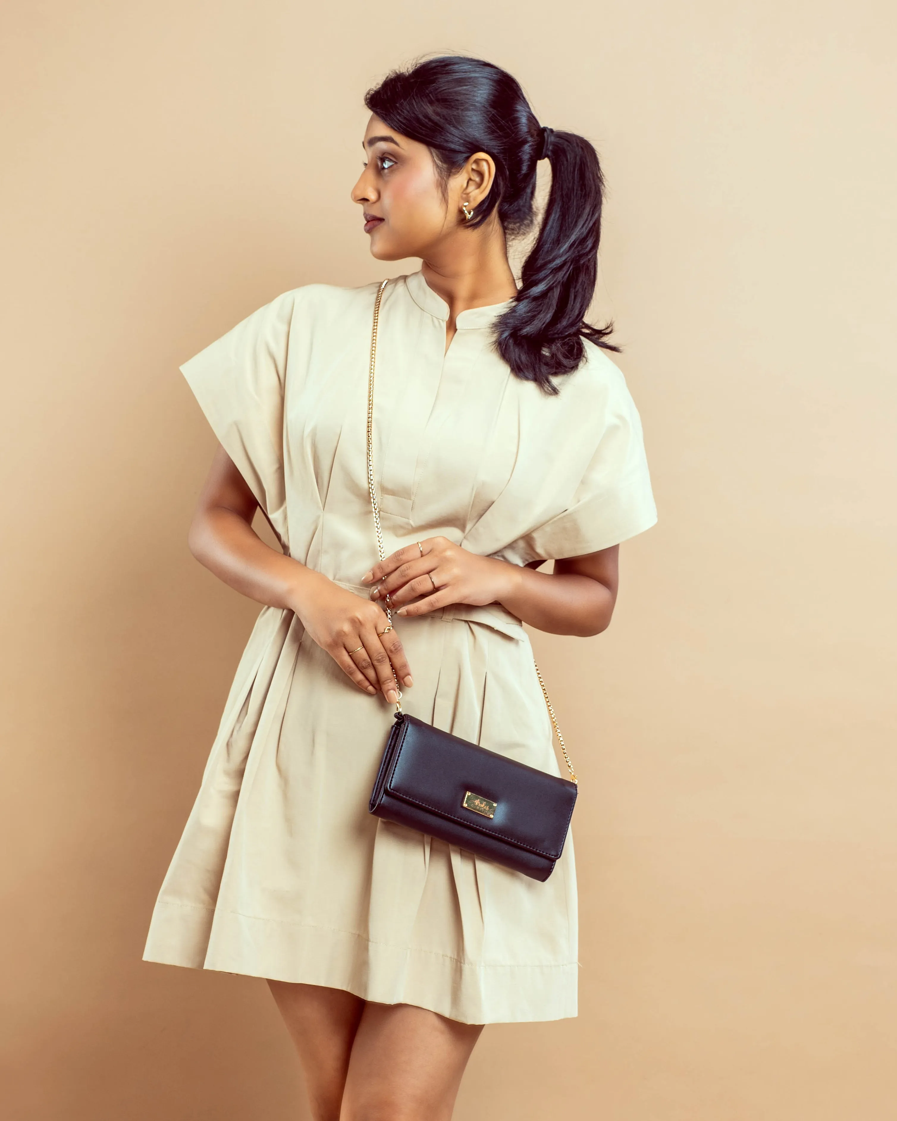Charcoal Chic Clutch Wallet cum Sling