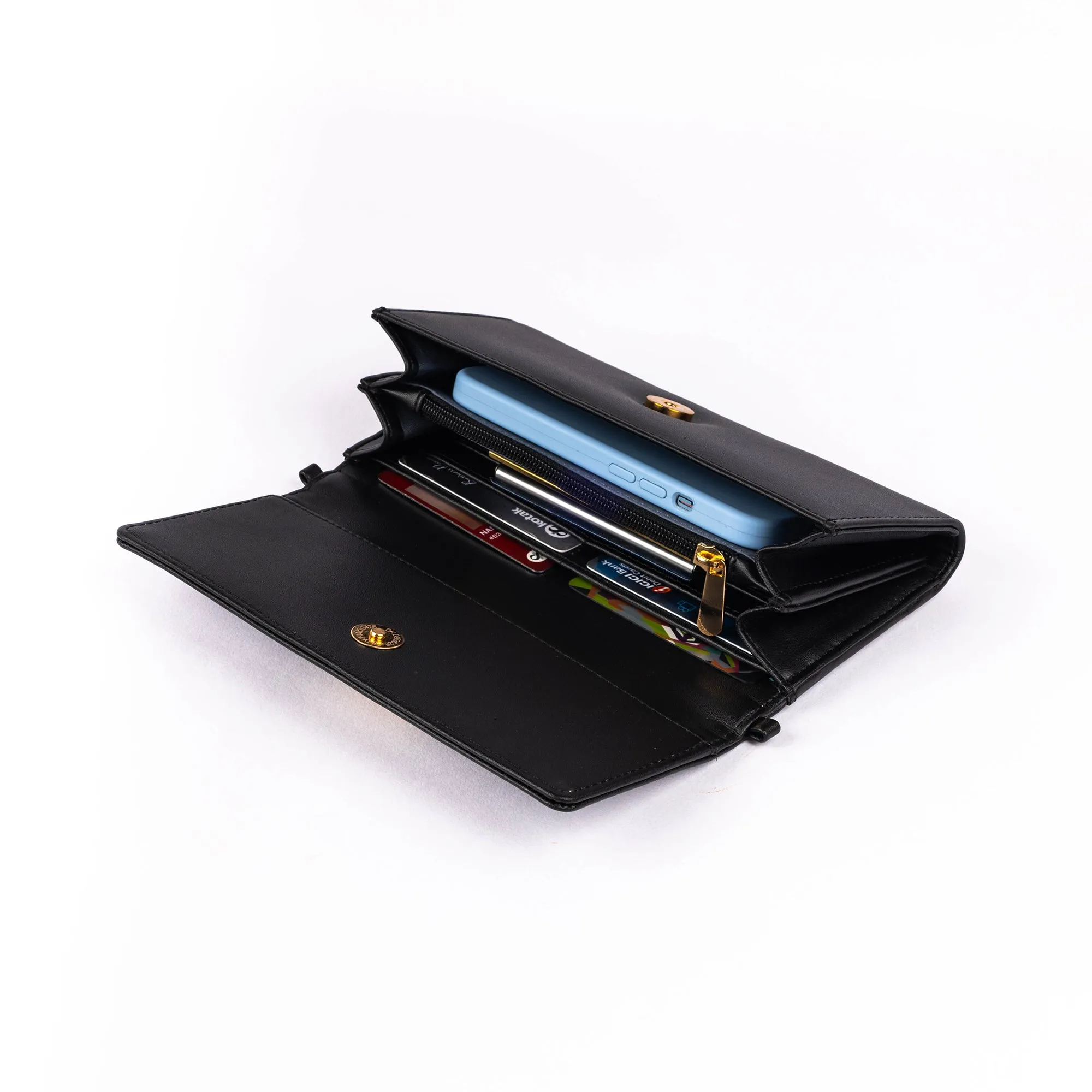 Charcoal Chic Clutch Wallet cum Sling