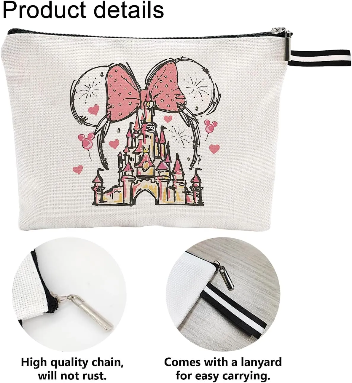 Charming Mini & Castle-Inspired Portable Cosmetic Bag - Travel-Ready Elegance Mini Themend Makeup Bag for Women Cartoon Portable Cosmetic bag Toiletry Pouch for Women Teen Girls