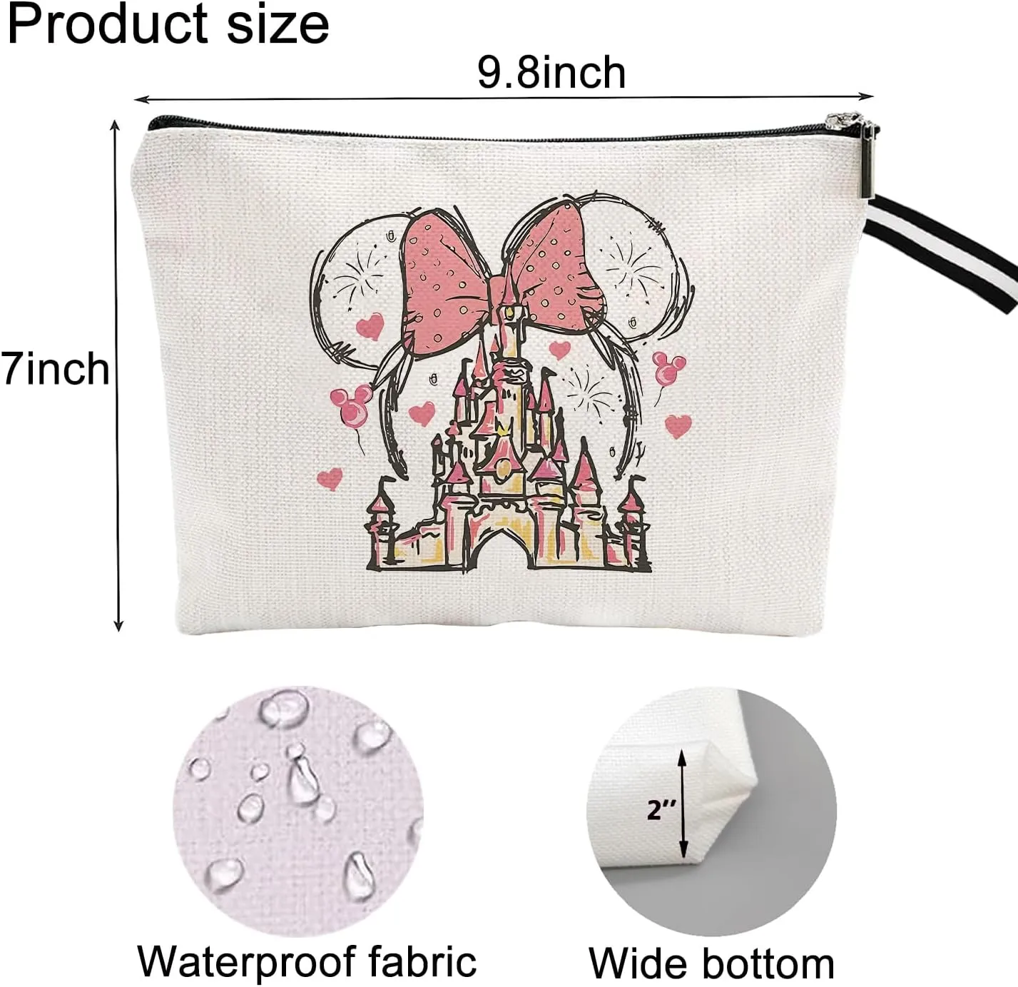 Charming Mini & Castle-Inspired Portable Cosmetic Bag - Travel-Ready Elegance Mini Themend Makeup Bag for Women Cartoon Portable Cosmetic bag Toiletry Pouch for Women Teen Girls
