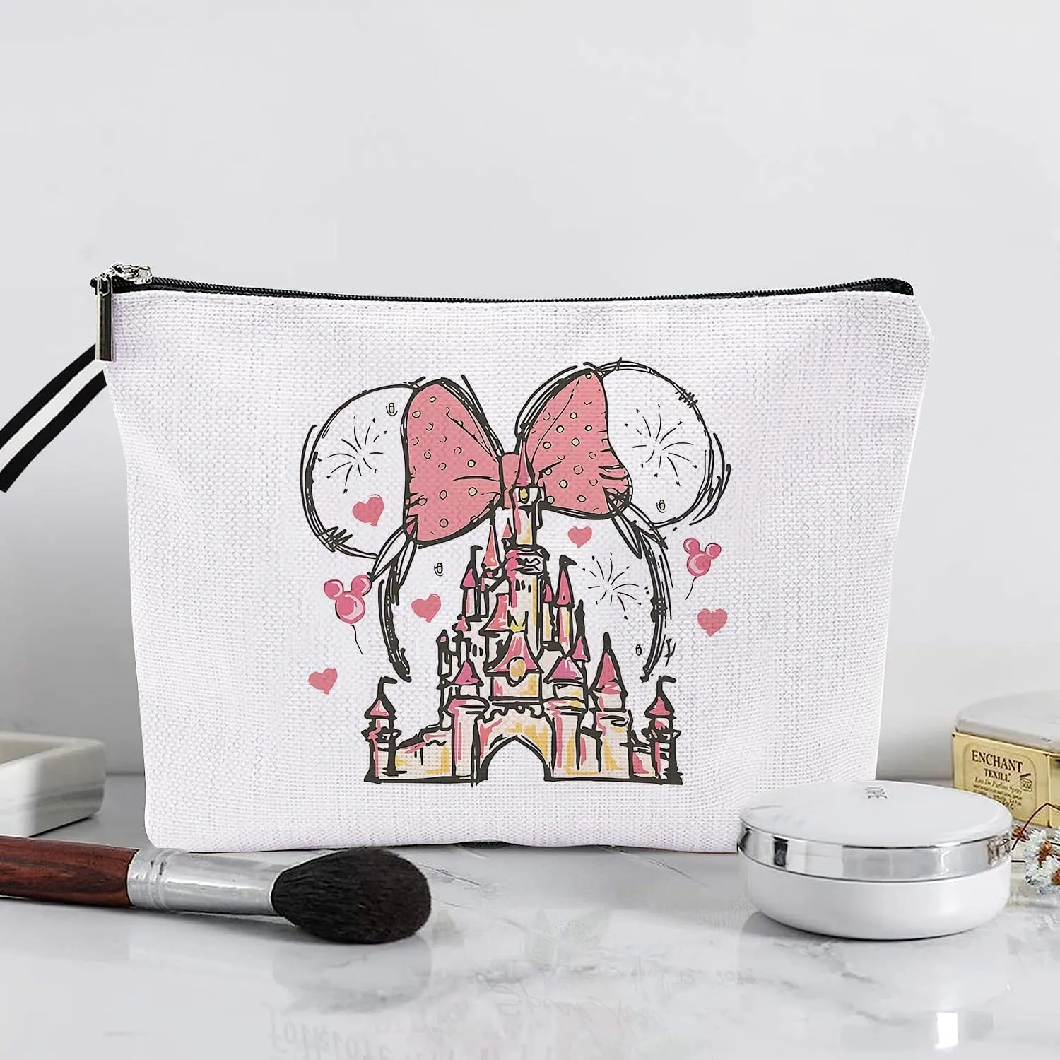 Charming Mini & Castle-Inspired Portable Cosmetic Bag - Travel-Ready Elegance Mini Themend Makeup Bag for Women Cartoon Portable Cosmetic bag Toiletry Pouch for Women Teen Girls