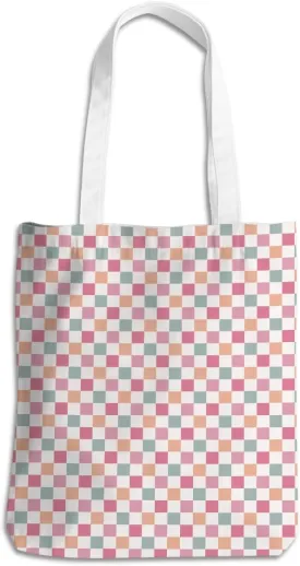 Checkered Tote Bag for Women Girls Friend Sister Vintage Plaid Beach Bag Classic Checkerboard Reusable Grocery Bags