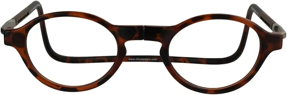 Clic Magnetic Reading Glasses for Men or Women, Computer Readers, Classic (S-M, Matte Tortoise, 1.75 Magnification)