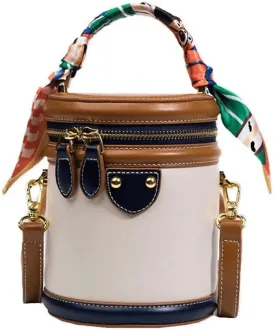 Colorblock Bucket Bag For Women, 2025 New Summer Niche Design Cylinder Bag, Fashionable Crossbody Bag