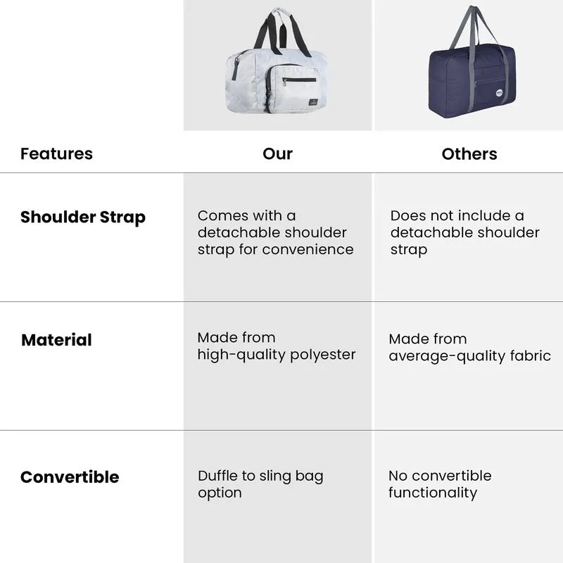Convertible Travel Duffle Bag - Spacious & Stylish | 25 L | Light Grey