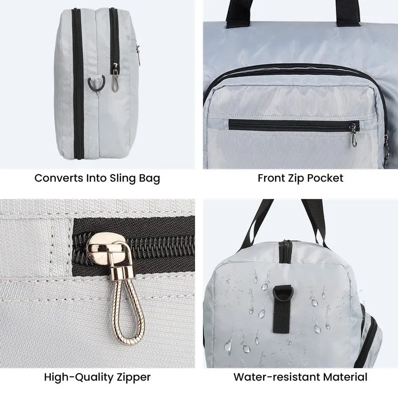 Convertible Travel Duffle Bag - Spacious & Stylish | 25 L | Light Grey