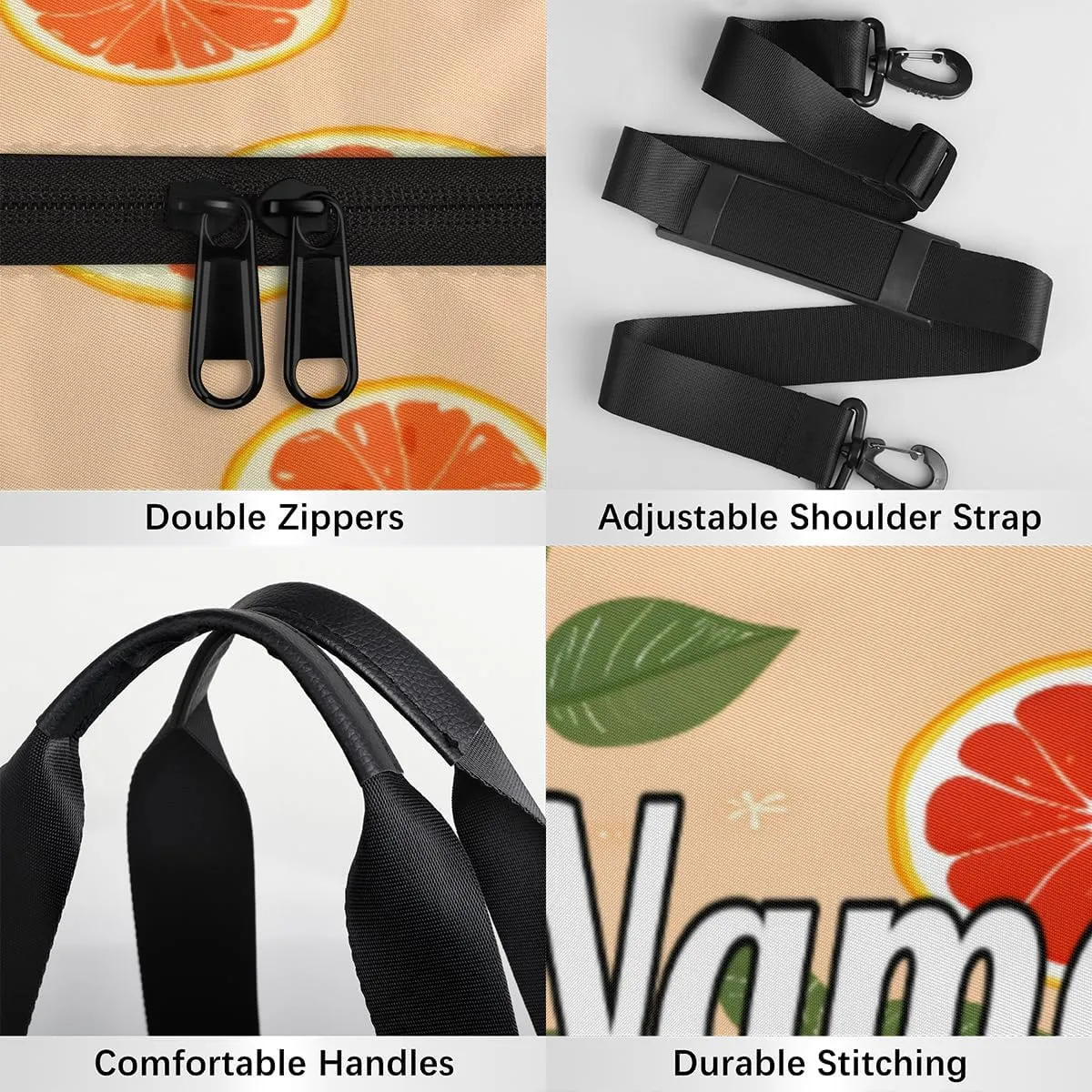 Custom Dance Duffel Bag Sport Backpacks Gyms and Weekend Overnight Travel Duffle Bag Birthday Christmas Halloween Waterproof, Fruit Oranges