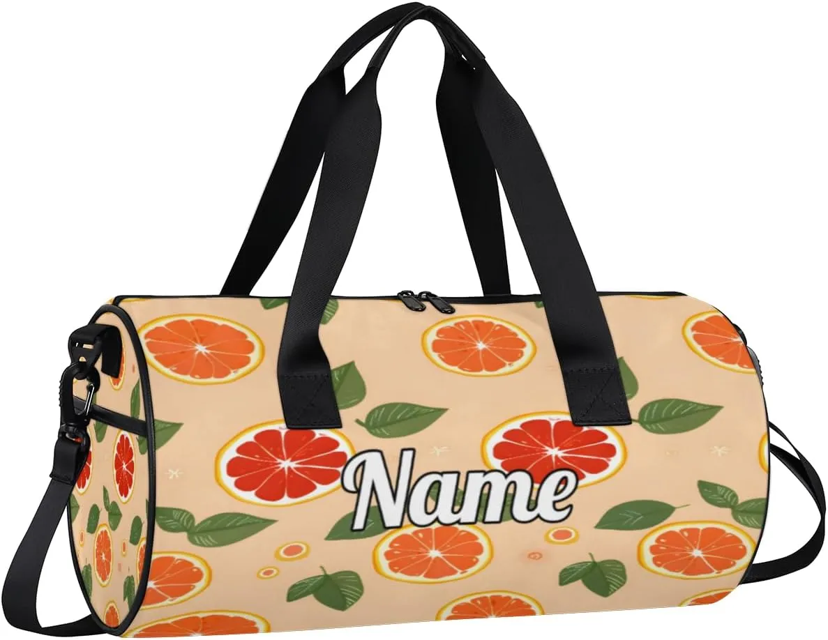 Custom Dance Duffel Bag Sport Backpacks Gyms and Weekend Overnight Travel Duffle Bag Birthday Christmas Halloween Waterproof, Fruit Oranges