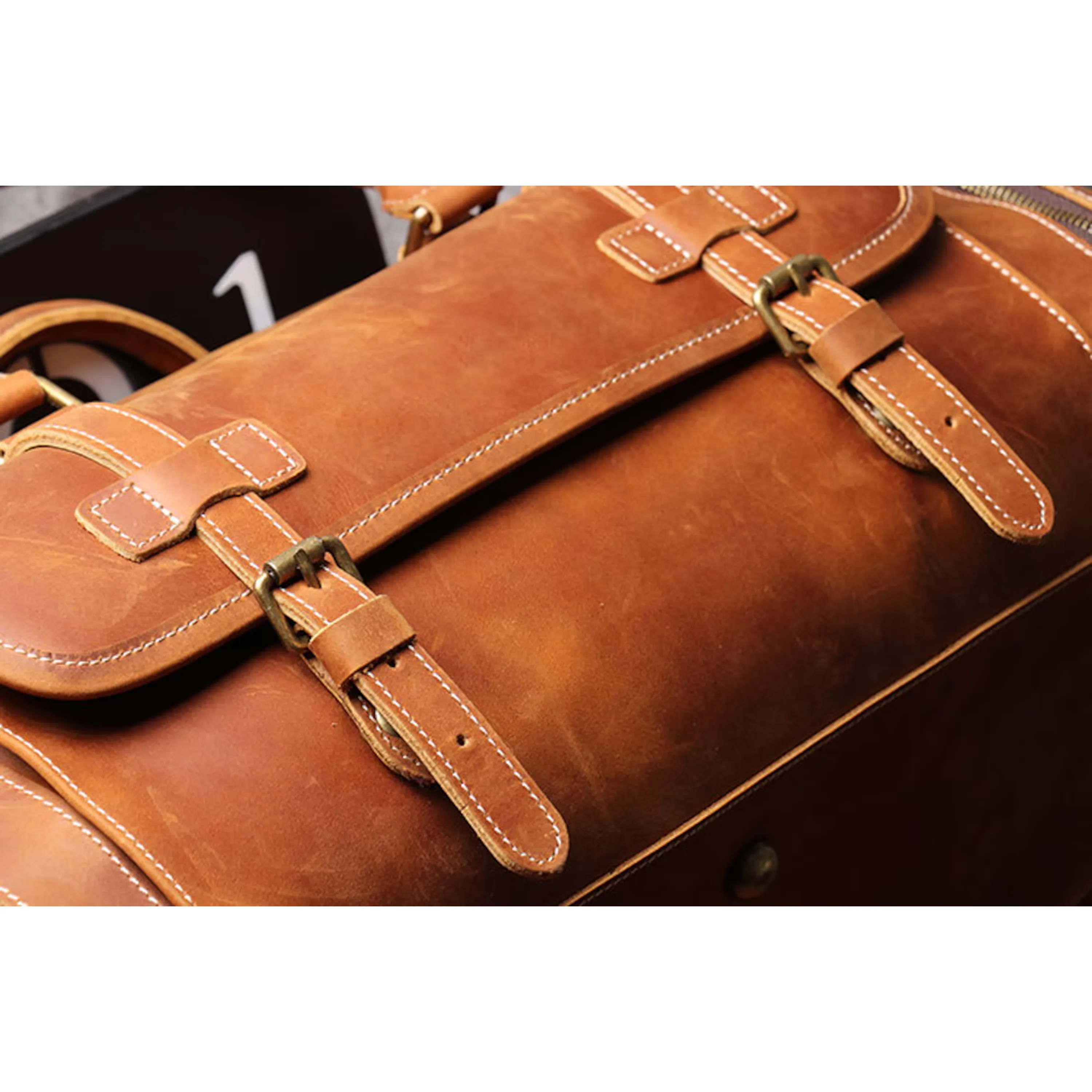 Dazzlo Men's Full Grain Leather Duffel Bag - Vintage Brown - 20"/22"