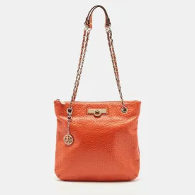 DKNY Orange Leather Chain Shoulder Bag