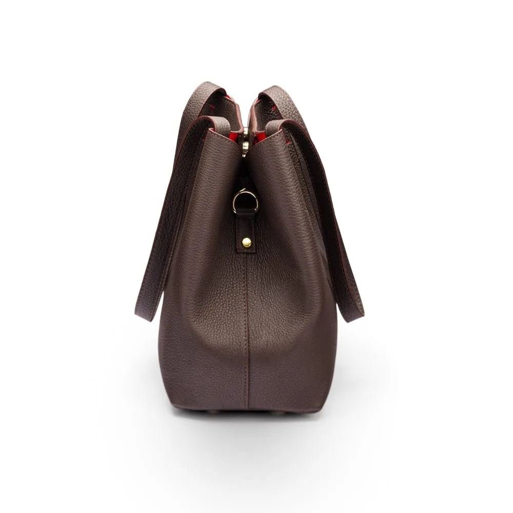 Emma 2 in 1 Leather Tote Bag - Brown