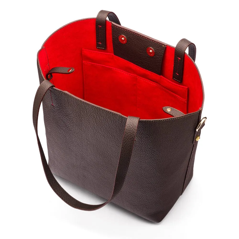 Emma 2 in 1 Leather Tote Bag - Brown