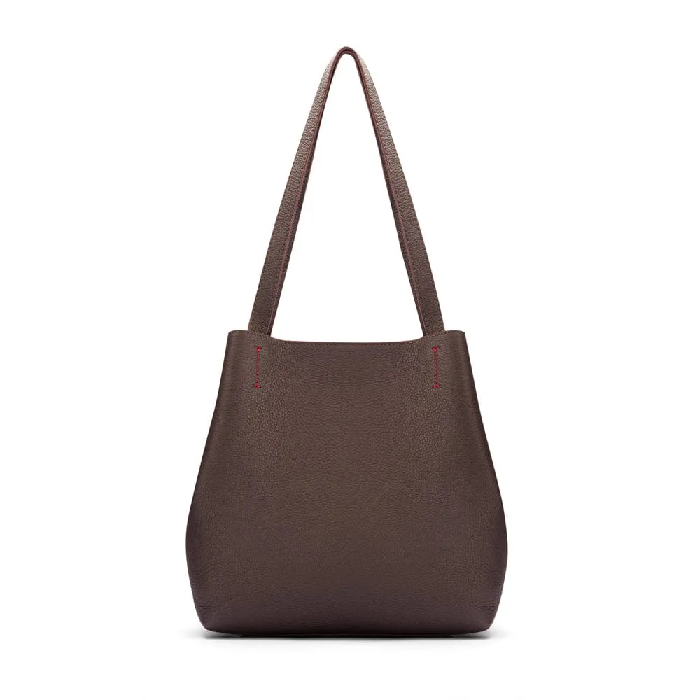 Emma 2 in 1 Leather Tote Bag - Brown