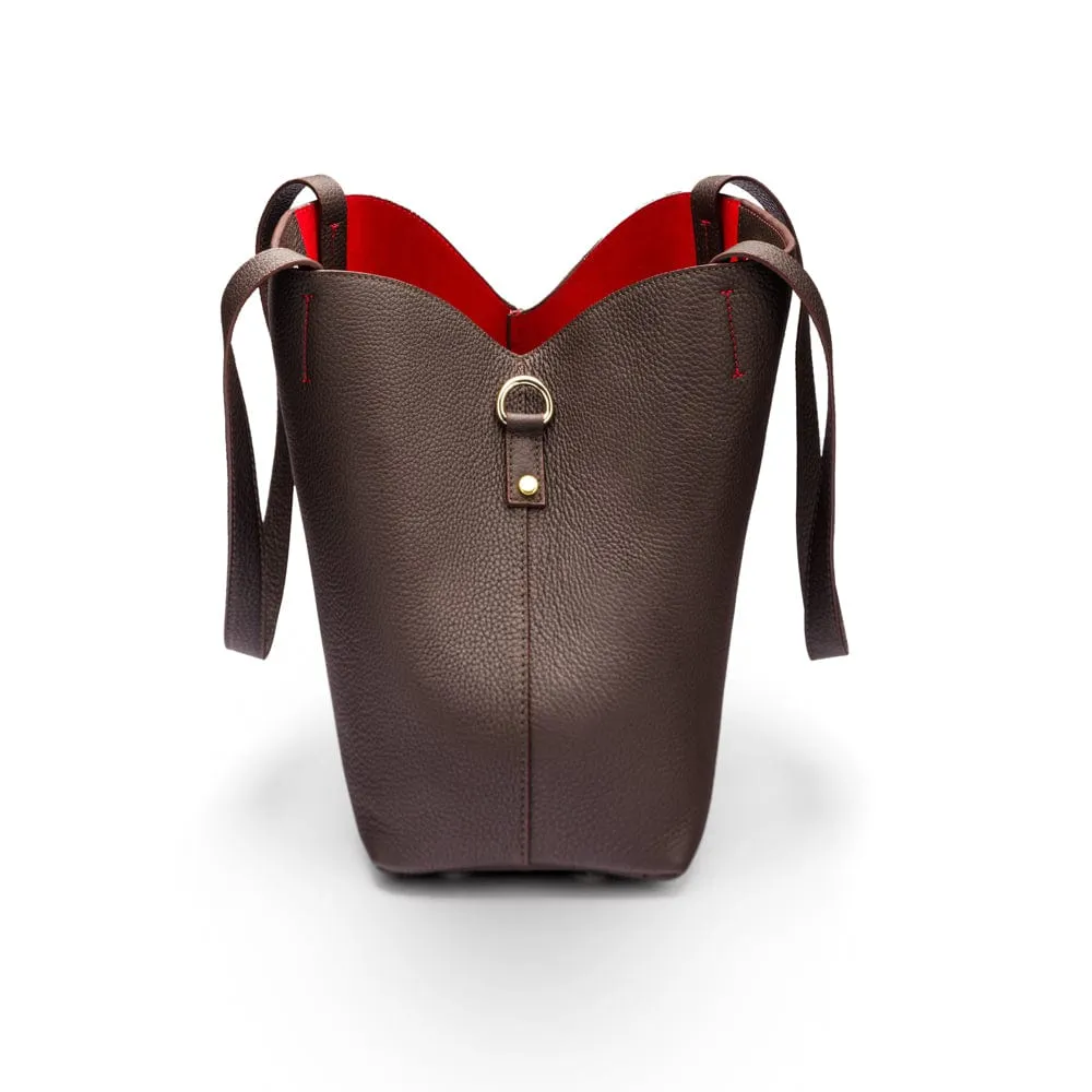 Emma 2 in 1 Leather Tote Bag - Brown