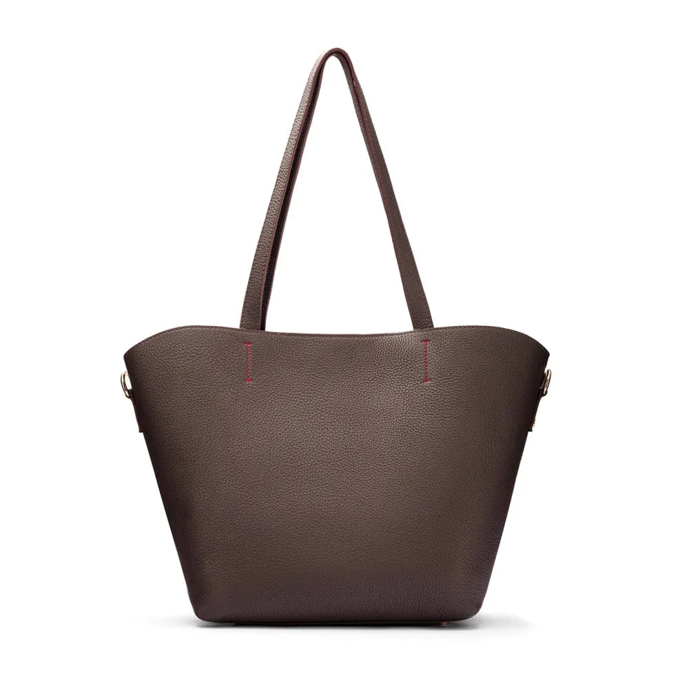 Emma 2 in 1 Leather Tote Bag - Brown