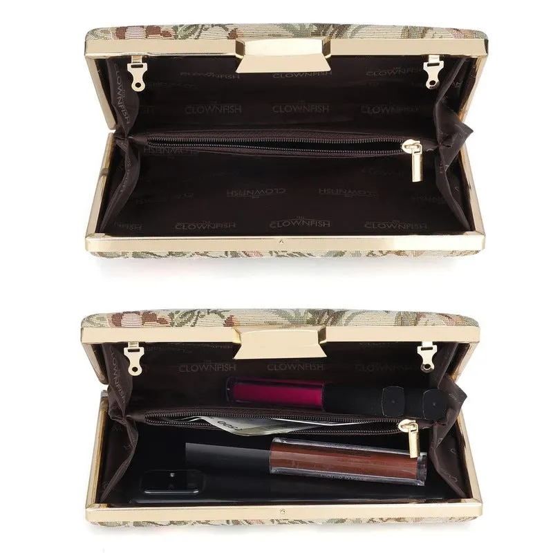 Faux Leather Clutch - Elegant Crystal Clasp | Detachable Chain | 20x4x13 cm | Copper