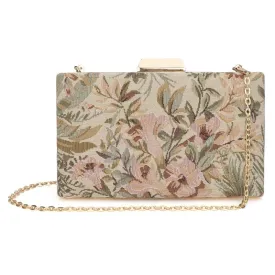 Faux Leather Clutch - Elegant Crystal Clasp | Detachable Chain | 20x4x13 cm | Copper