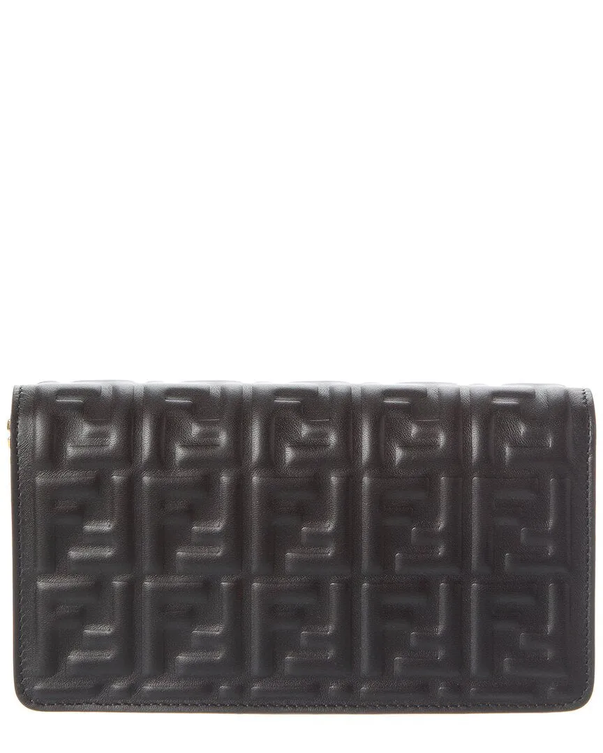 FENDI Baguette FF Leather Wallet On Chain
