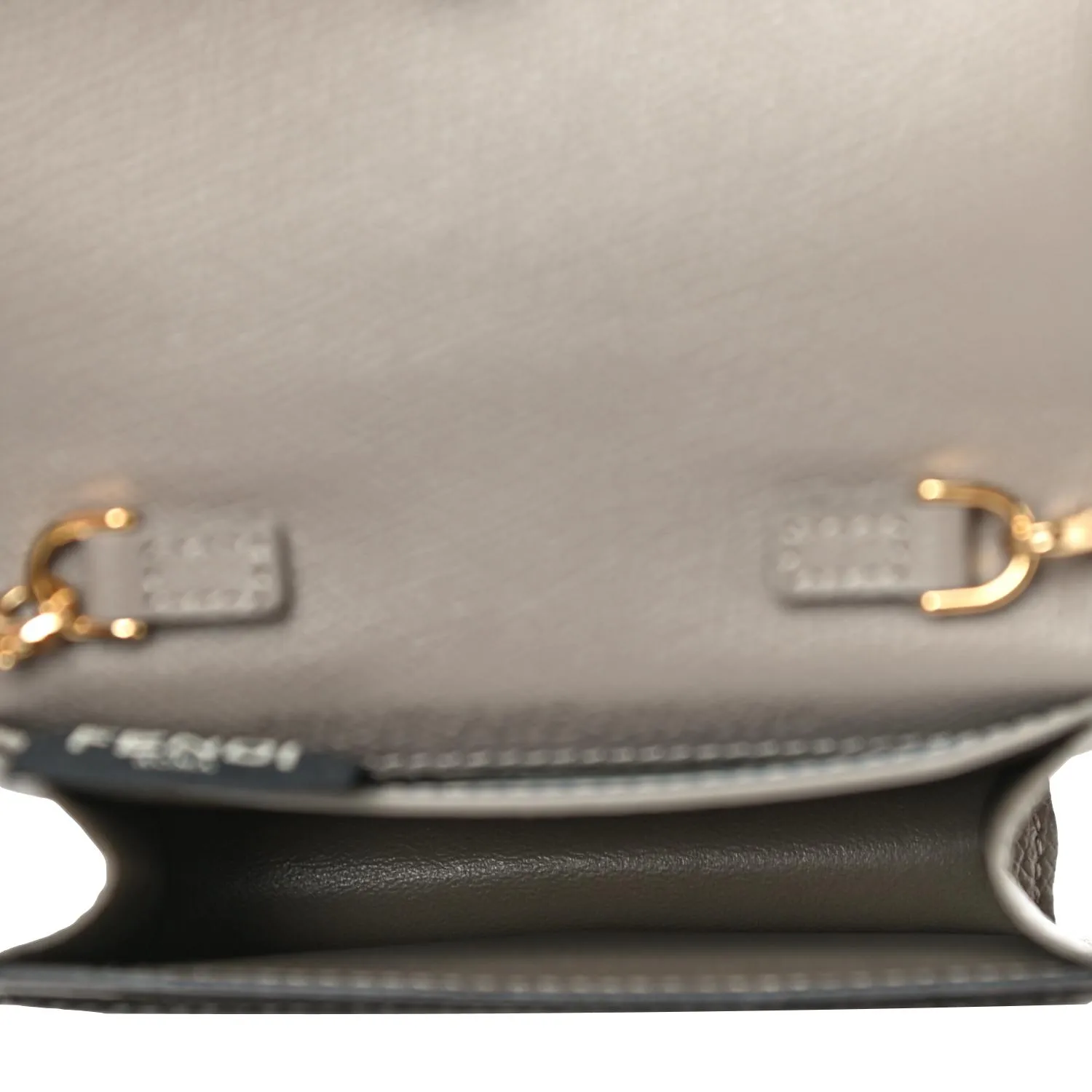 Fendi F is Fendi Tortora Grey Leather Mini Chain Wallet Bag 8M0408