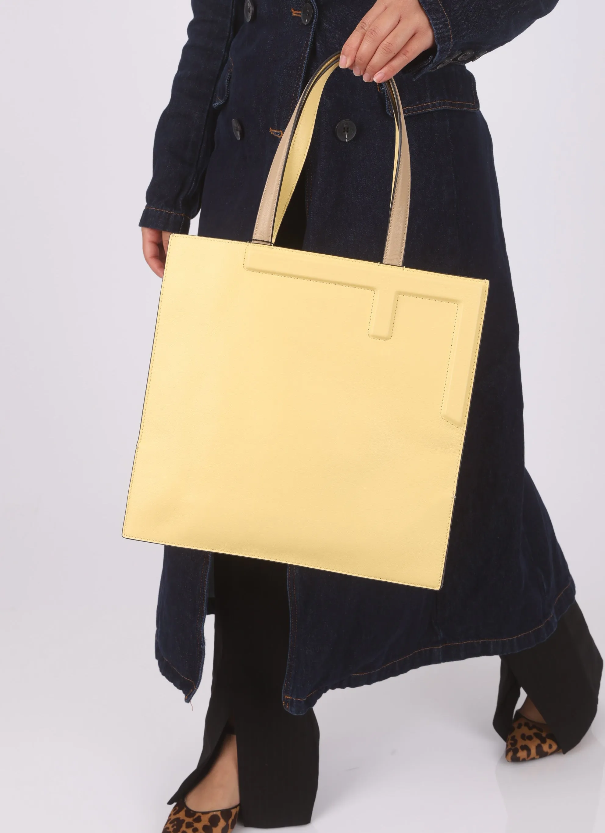 Fendi Leather Foldover Flip Tote