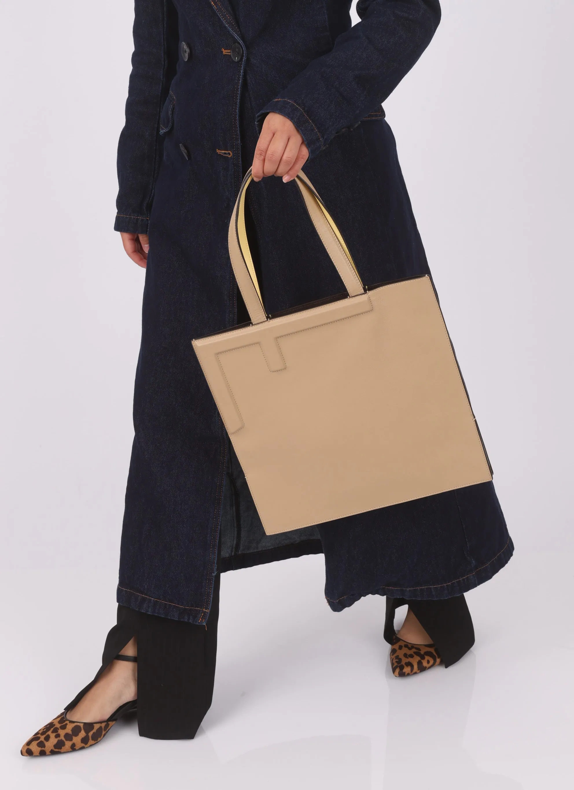 Fendi Leather Foldover Flip Tote