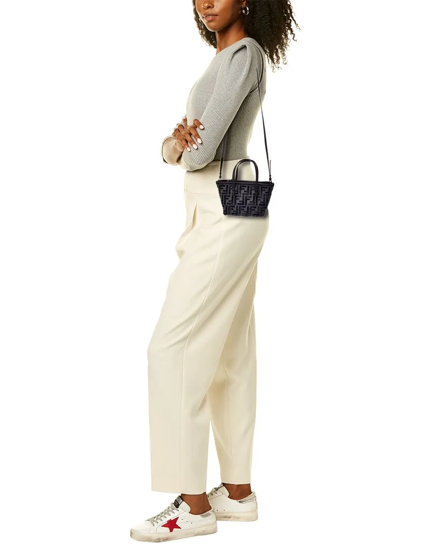 FENDI Roll Mini FF Canvas & Leather Tote