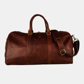 FINELAER Premium Leather Travel Duffle Bag Large Capacity Adjustable Strap