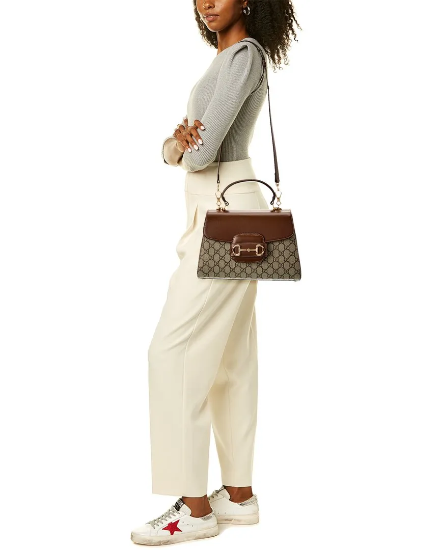 Gucci Horsebit Medium GG Supreme Canvas & Leather Shoulder Bag
