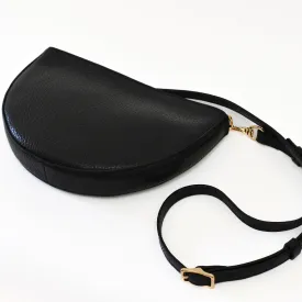 Half Moon Crossbody, Black Lux Pebble