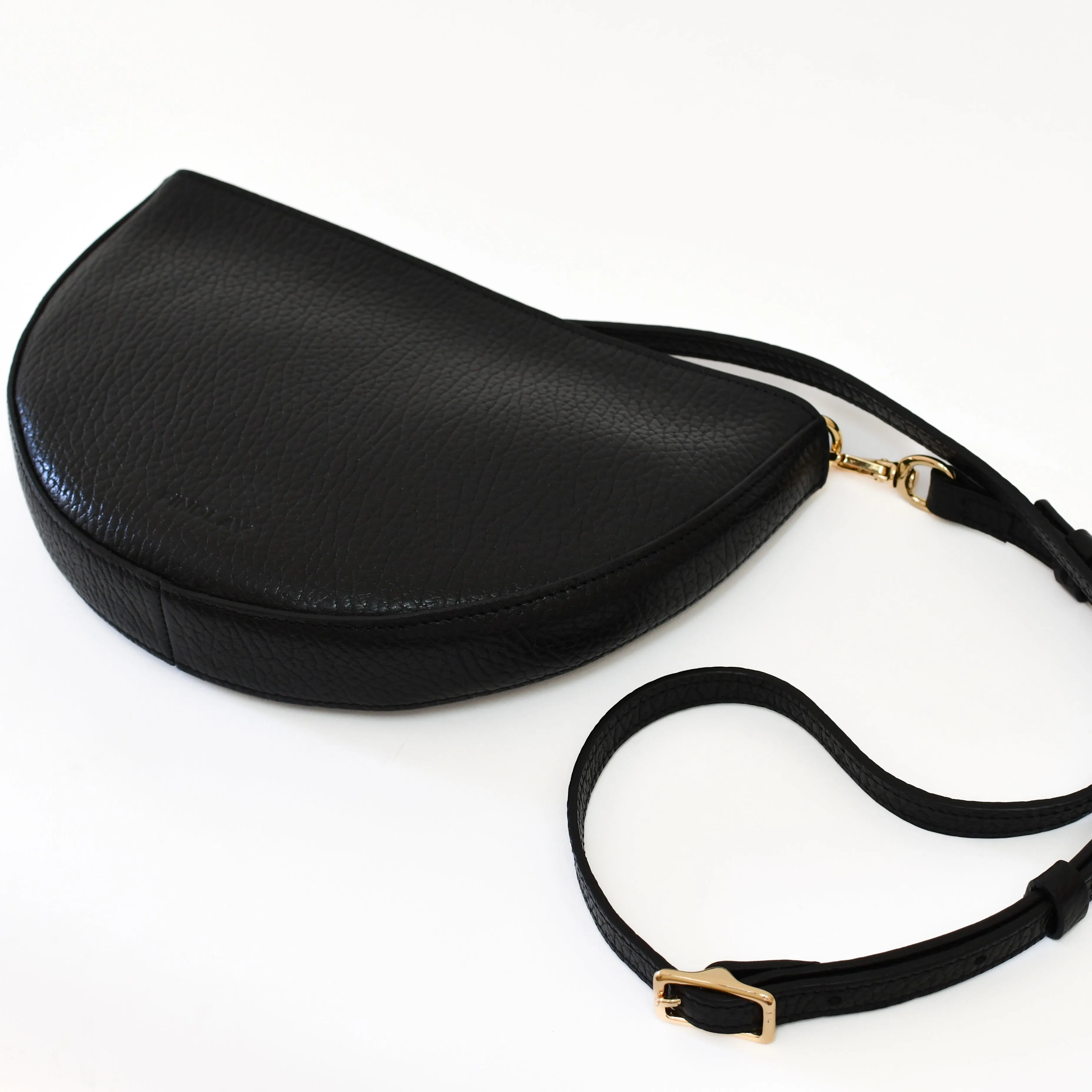 Half Moon Crossbody, Black Lux Pebble